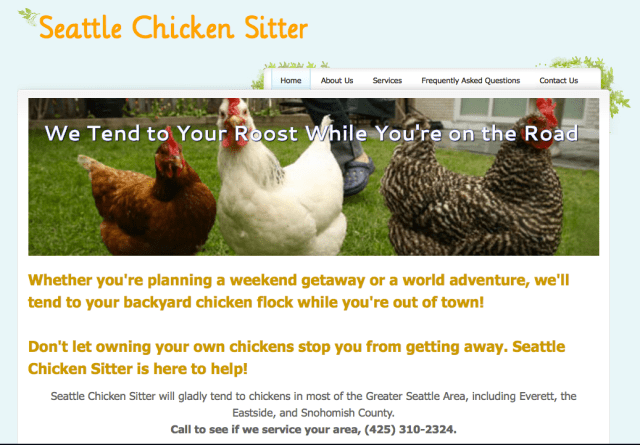 Seattle Chicken Sitter Webpage