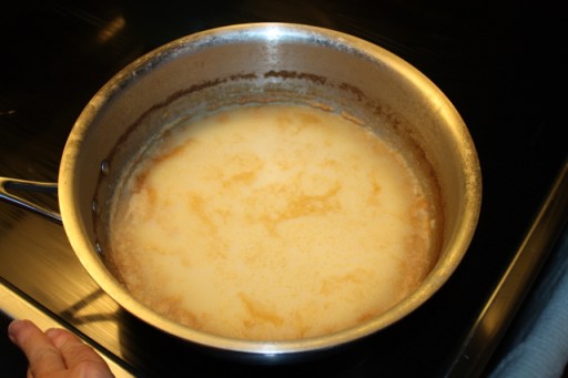 After first boil, a hard layer of dirty fat sits atop nasty dirty stinky chunky water